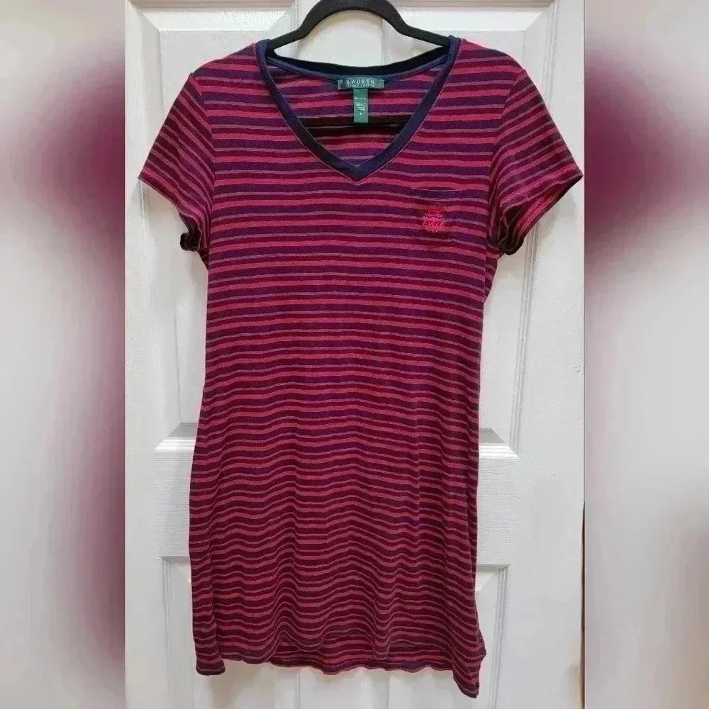 Lauren Ralph Lauren Women's  Striped Cotten Dress Size Medium